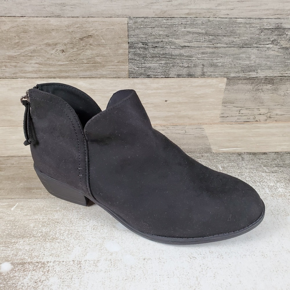 Journee Collection Livvy Womens Bootie Boots Sz 8.5 Dark Black Suede Back Zipper